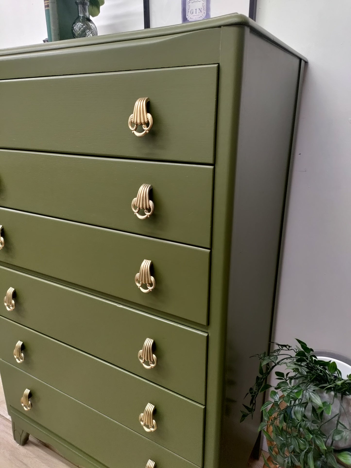 Tall green chest of Drawers