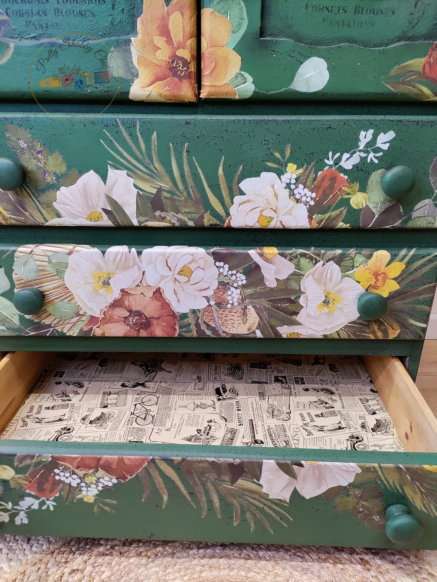 Green floral linen cupboard