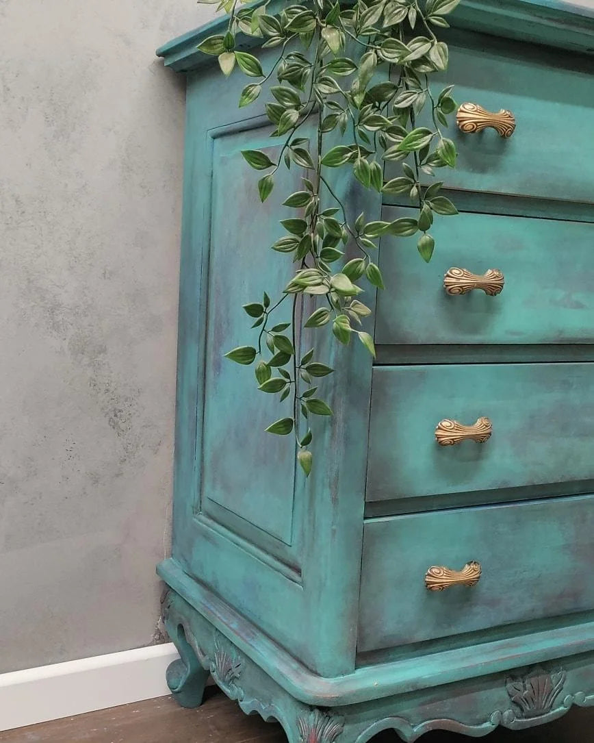 Teal & Red Grunge/Boho Chest of Drawers