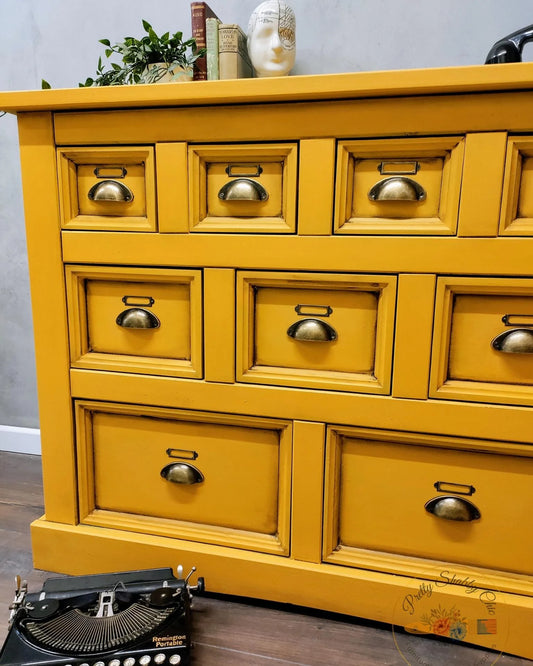 Yellow Apothecary Chest of Drawers