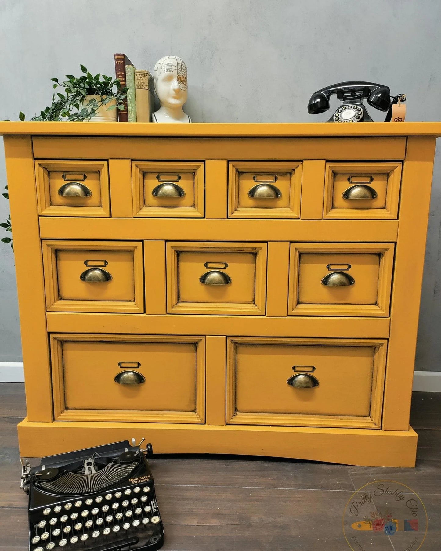 Yellow Apothecary Chest of Drawers