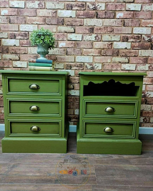 Classic Green Bedside Cabinet/Drawer Set