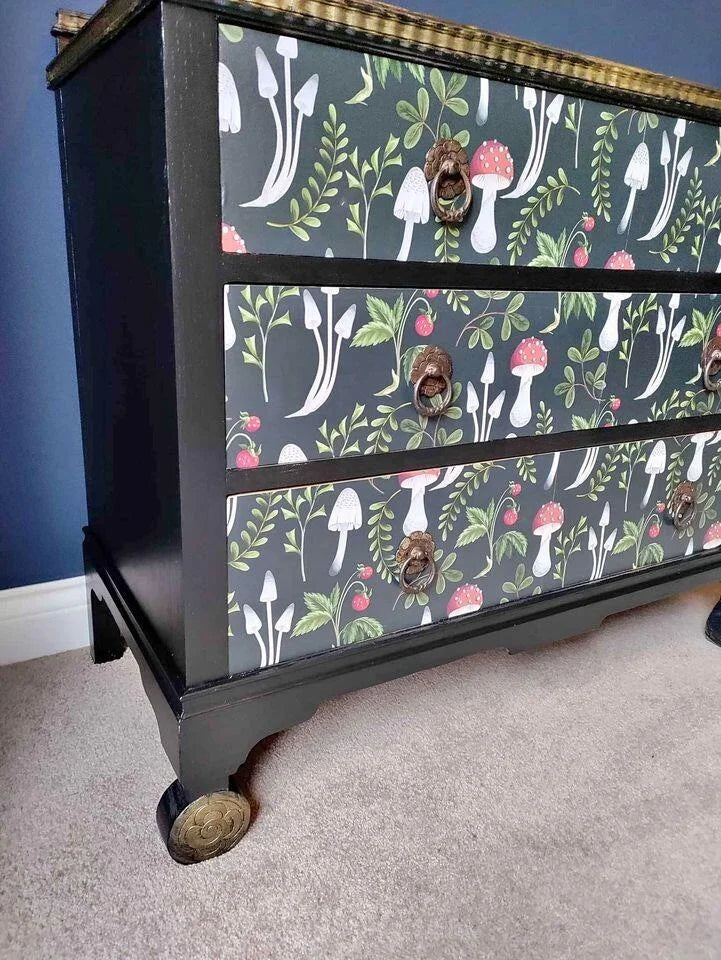 Black Mushroom Print Drawers