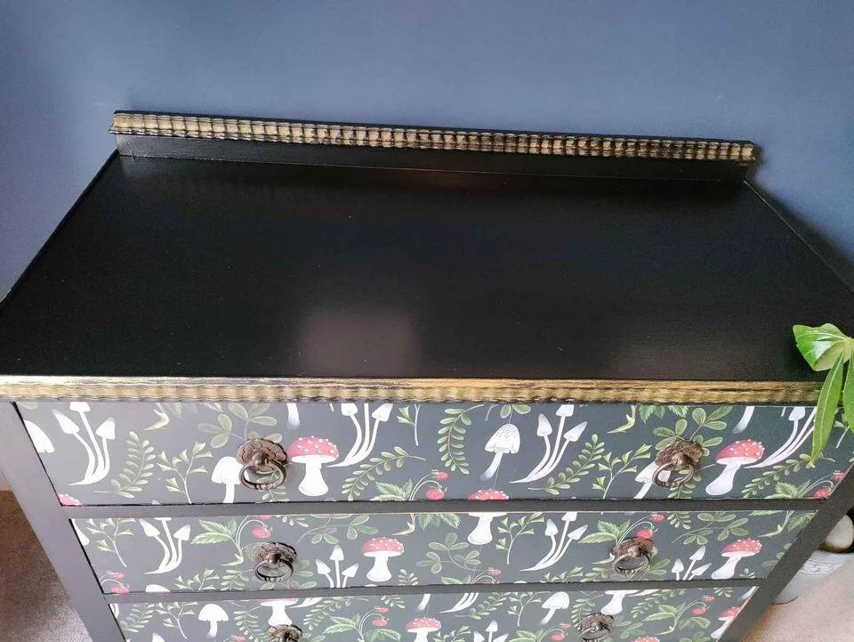 Black Mushroom Print Drawers