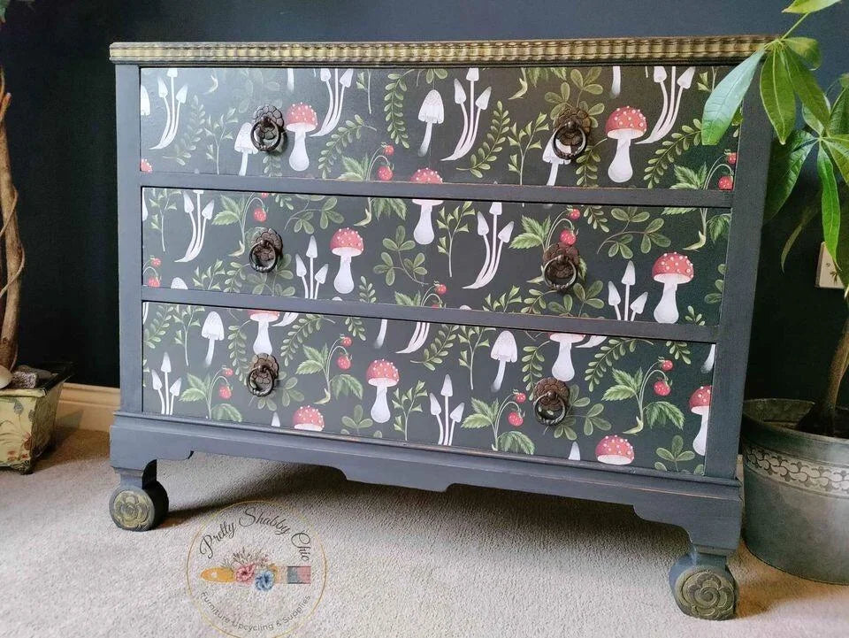 Black Mushroom Print Drawers