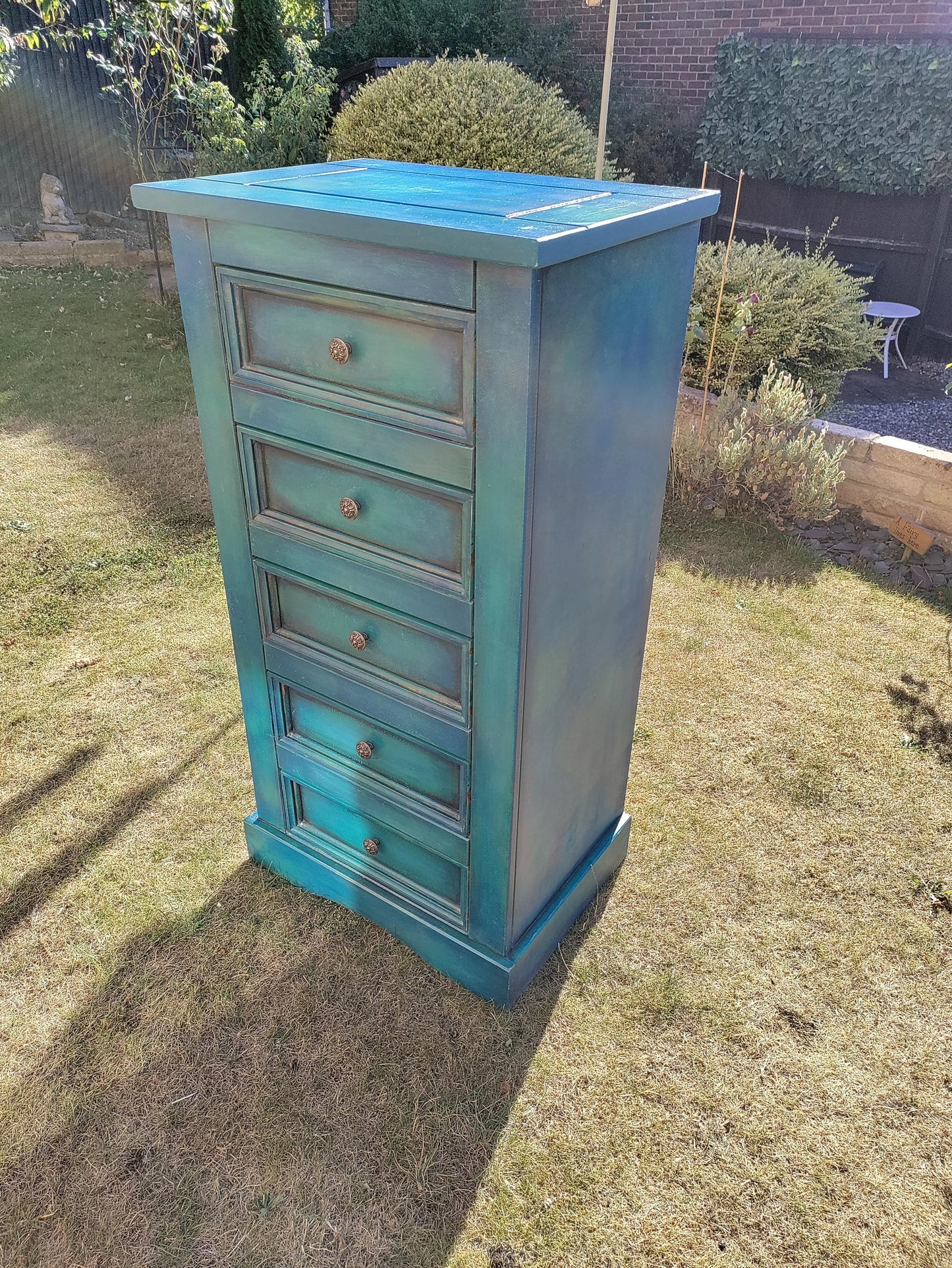 Blue Boho Tall Chest of Drawers