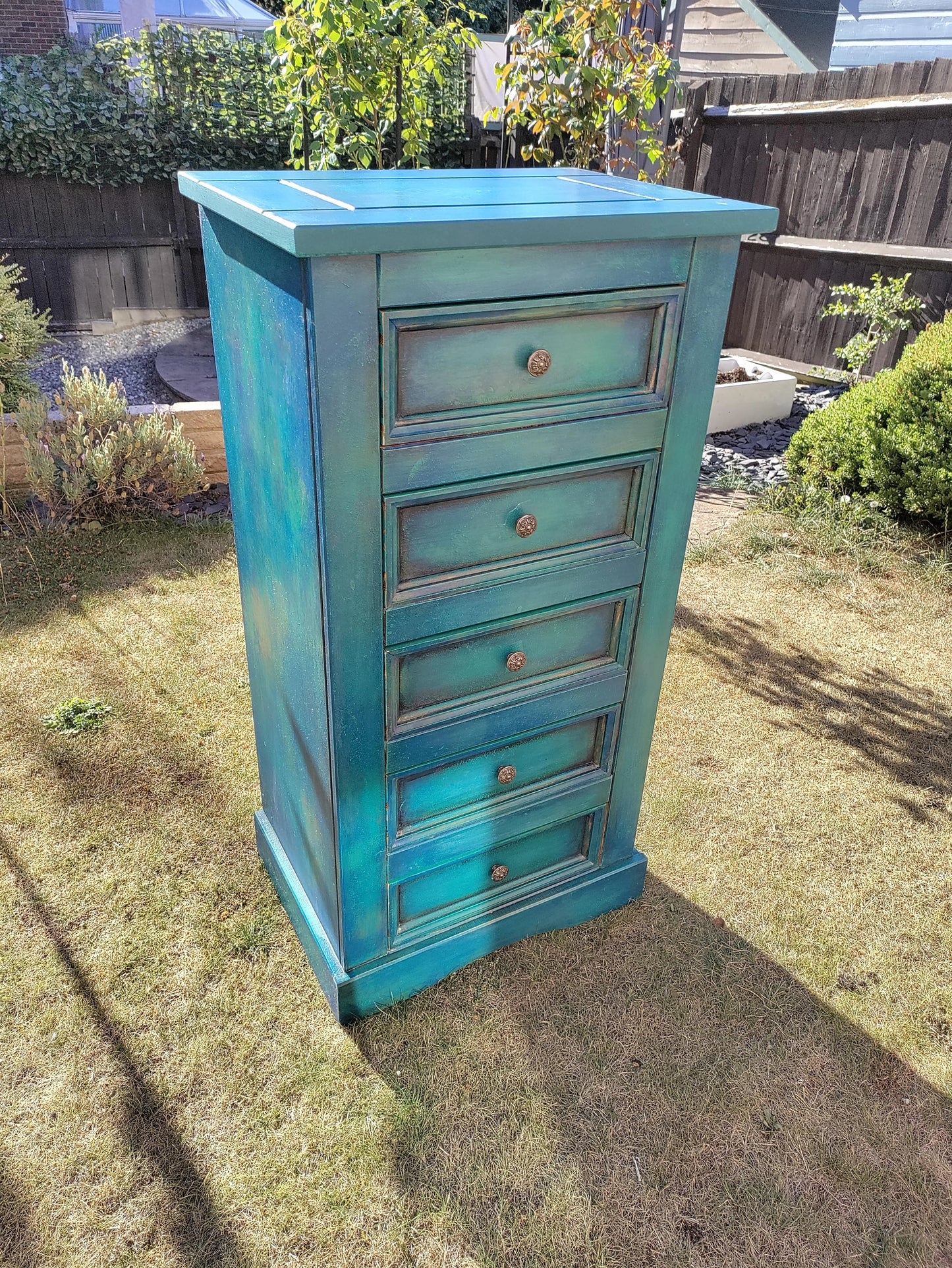 Blue Boho Tall Chest of Drawers