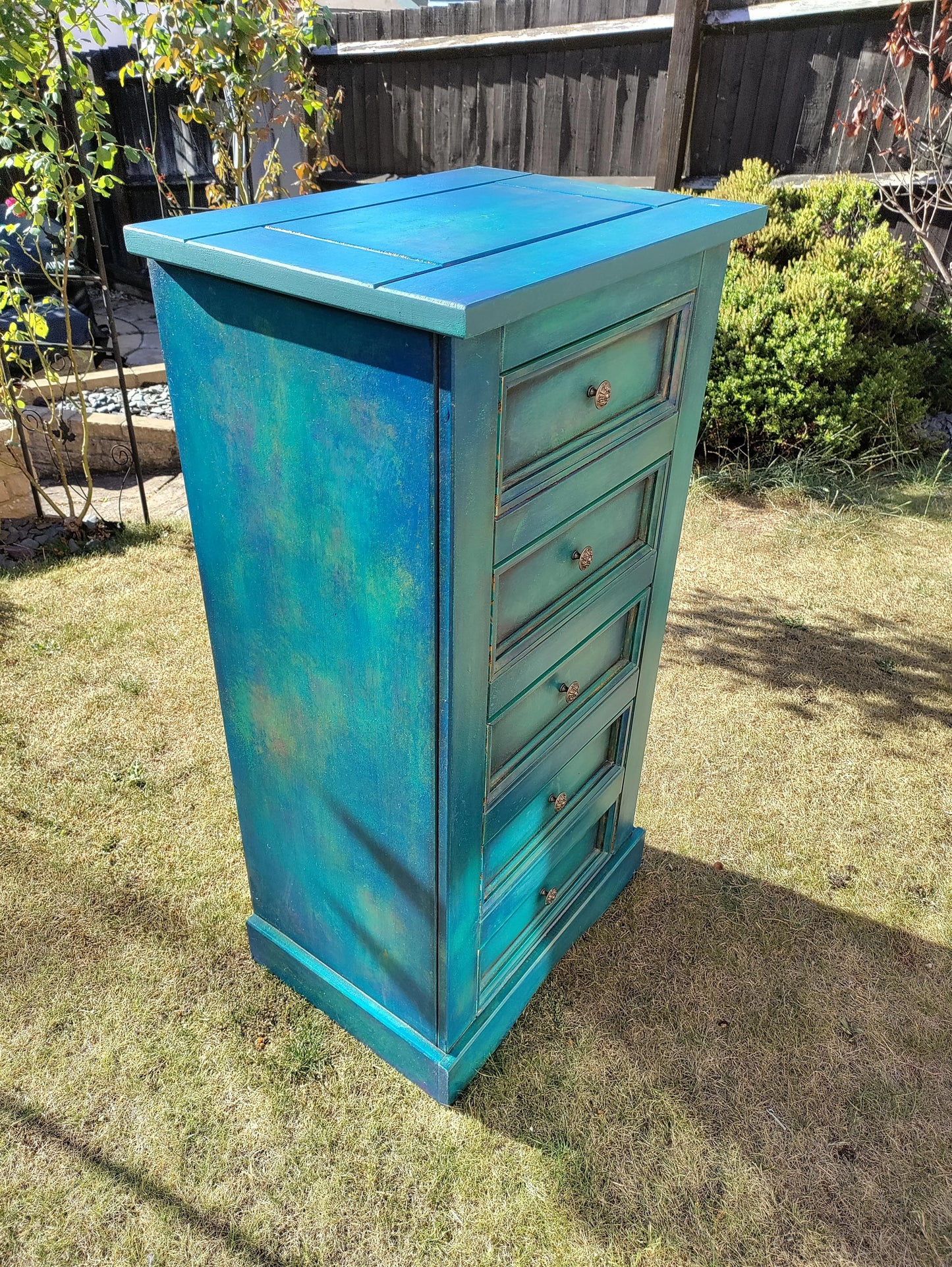 Blue Boho Tall Chest of Drawers