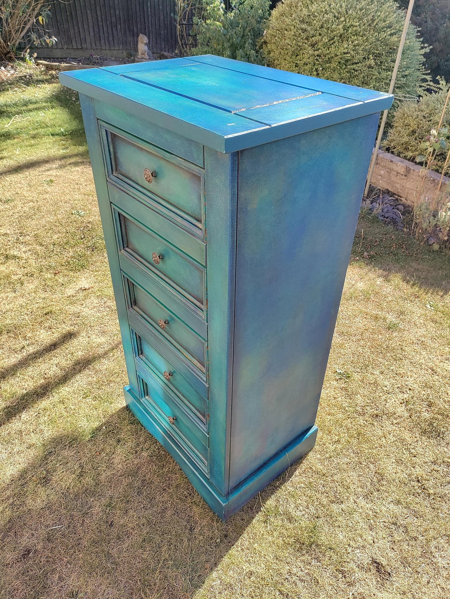 Blue Boho Tall Chest of Drawers