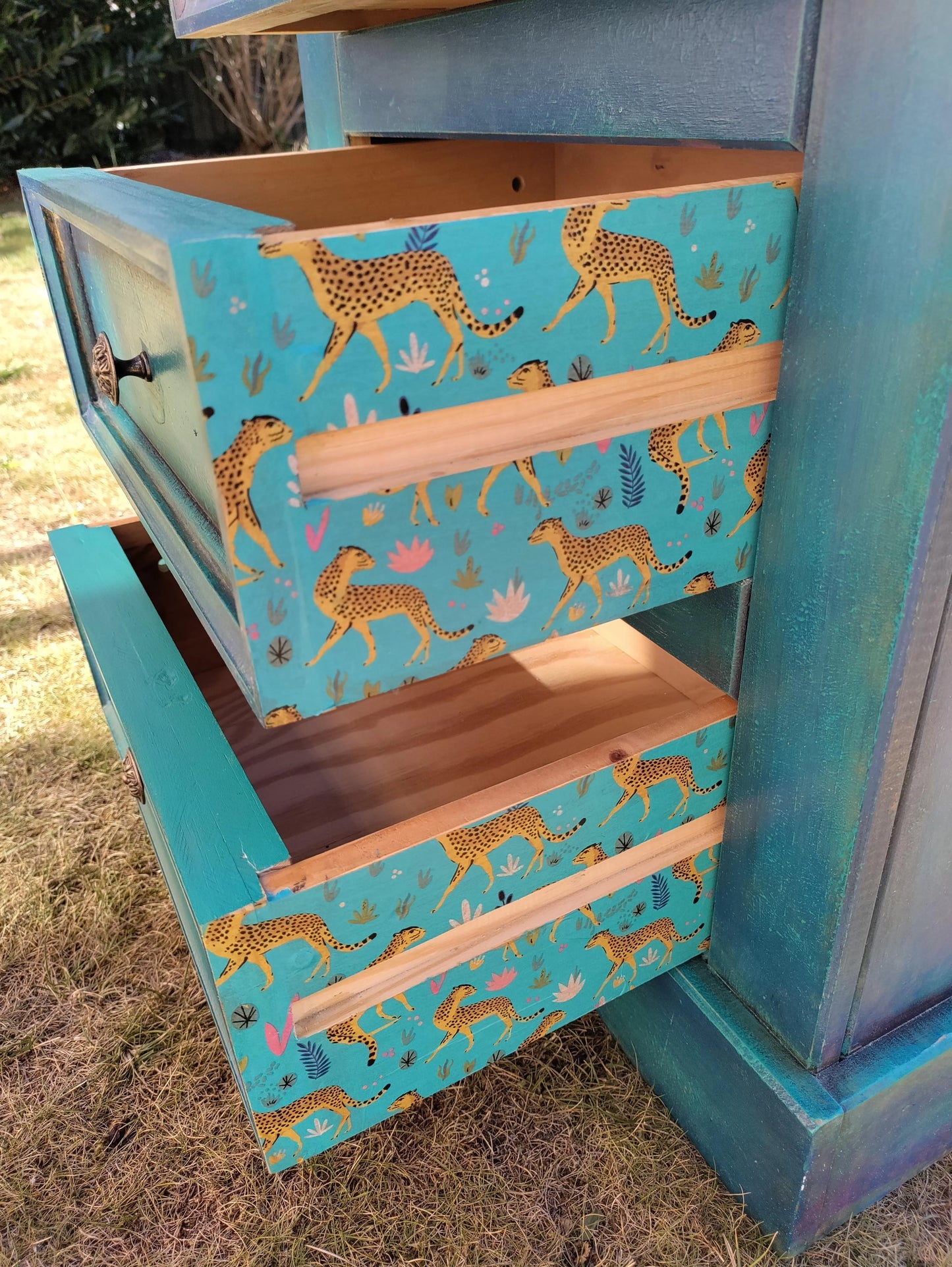 Blue Boho Tall Chest of Drawers