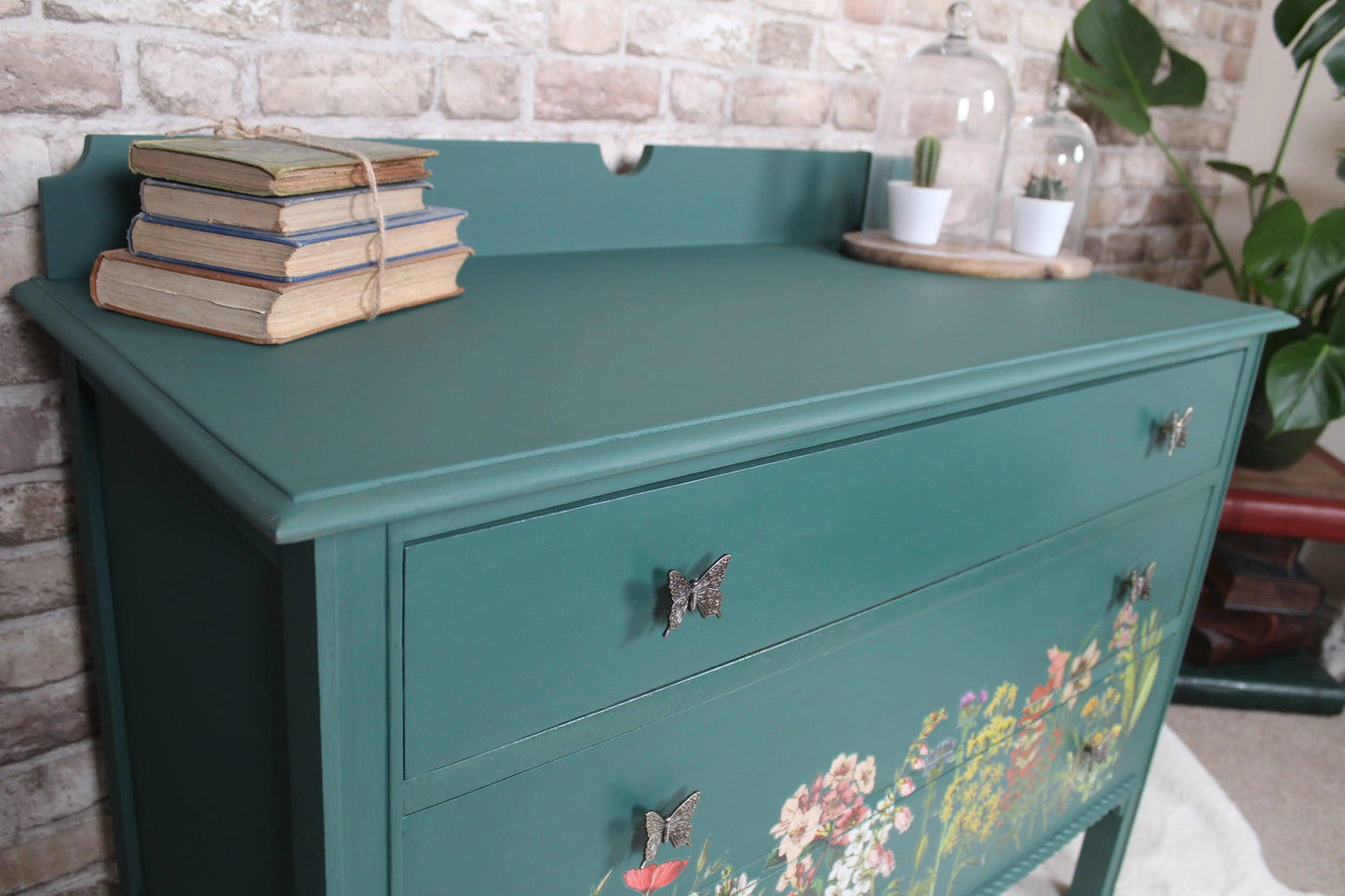 Spring Flowers Green Chest of Drawers