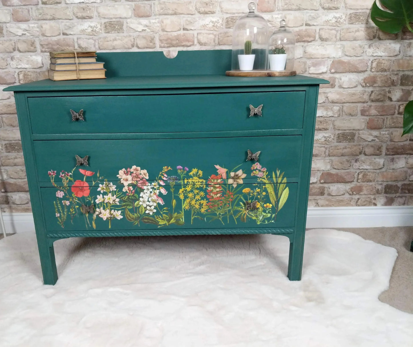 Spring Flowers Green Chest of Drawers