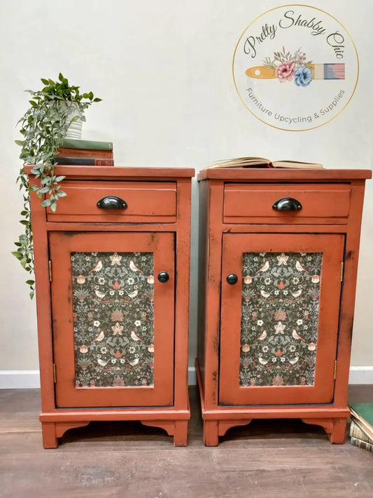 Rustic Red Bedside Drawers