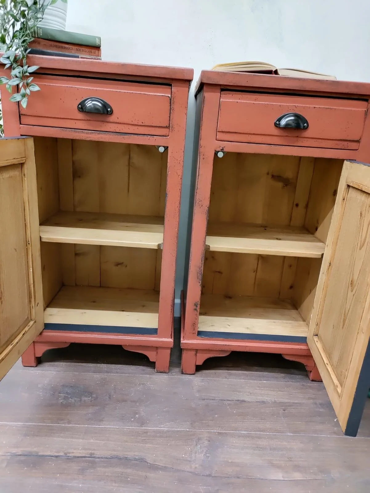 Rustic Red Bedside Drawers