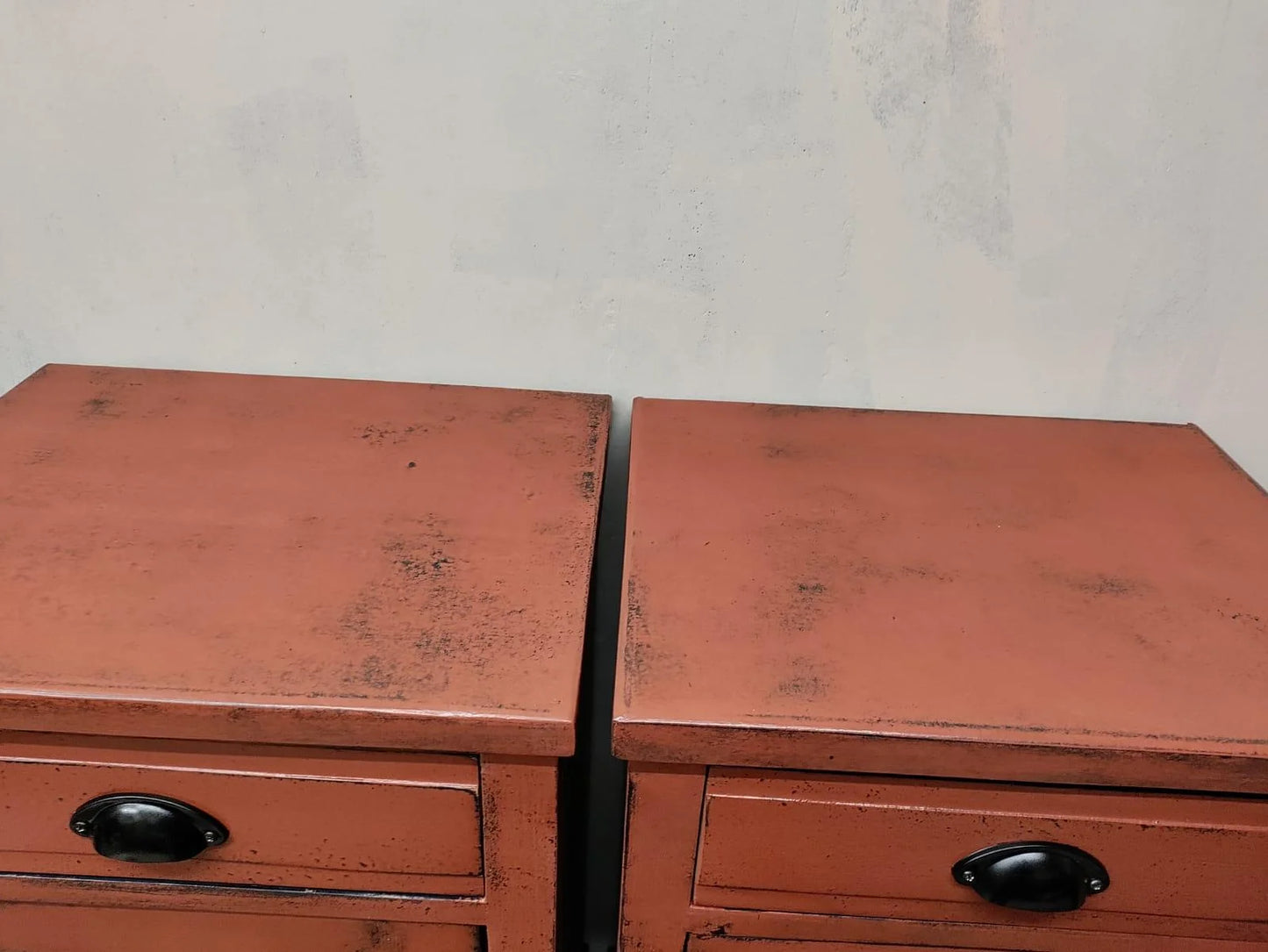 Rustic Red Bedside Drawers