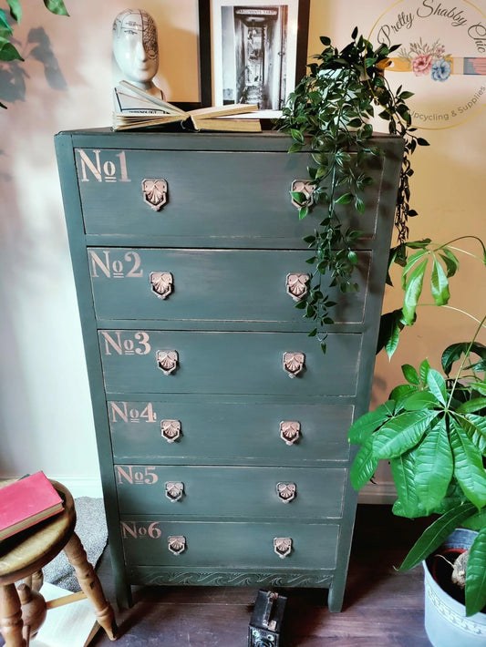 Tall Khaki Apothecary Style Drawers