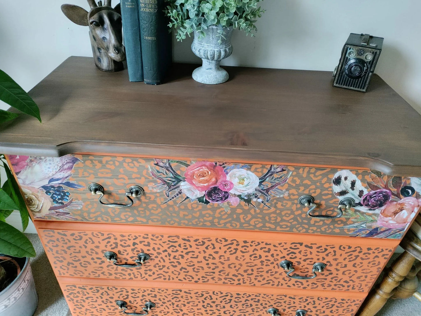 Orange Leopard Print Drawers