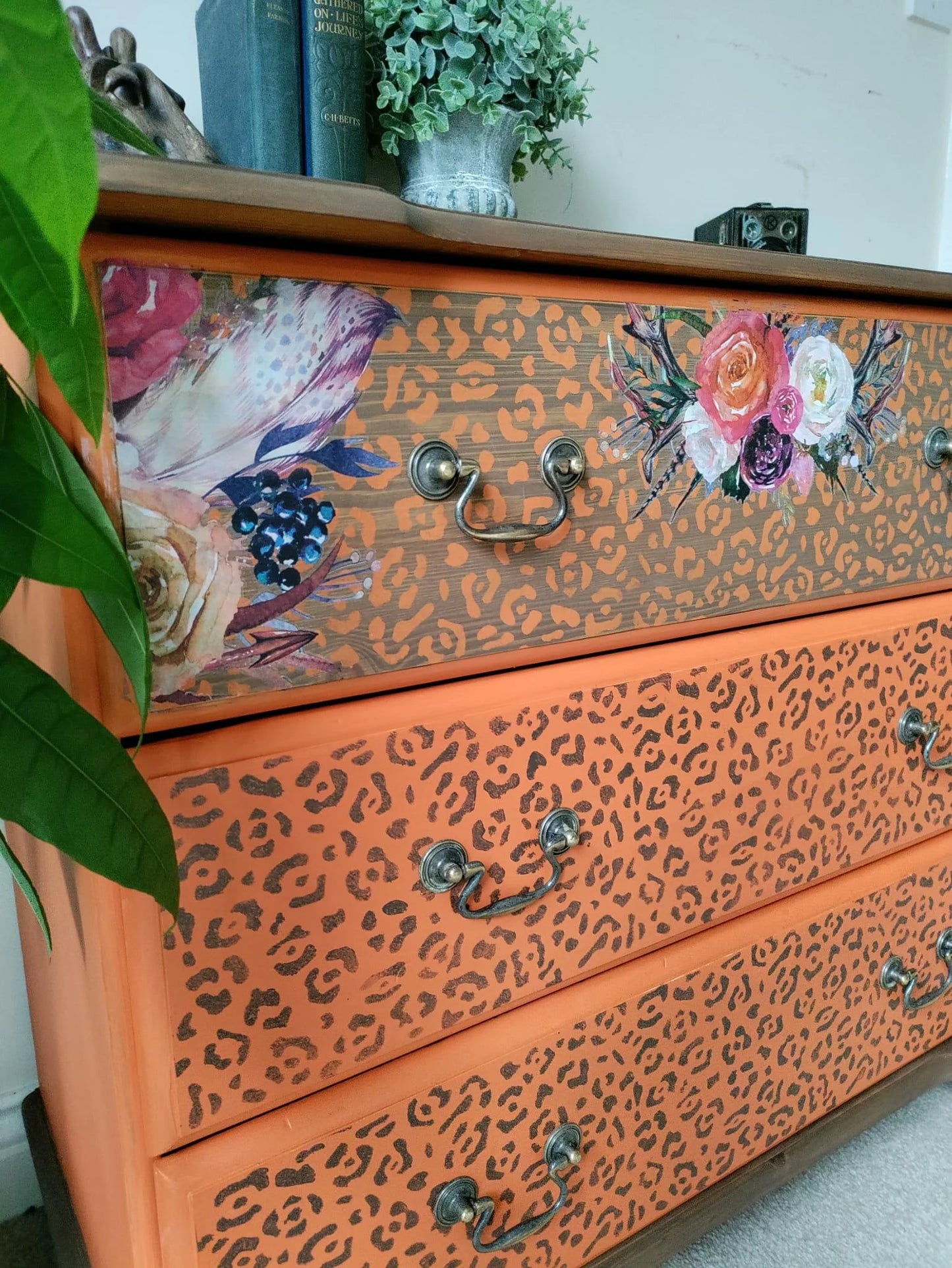 Orange Leopard Print Drawers