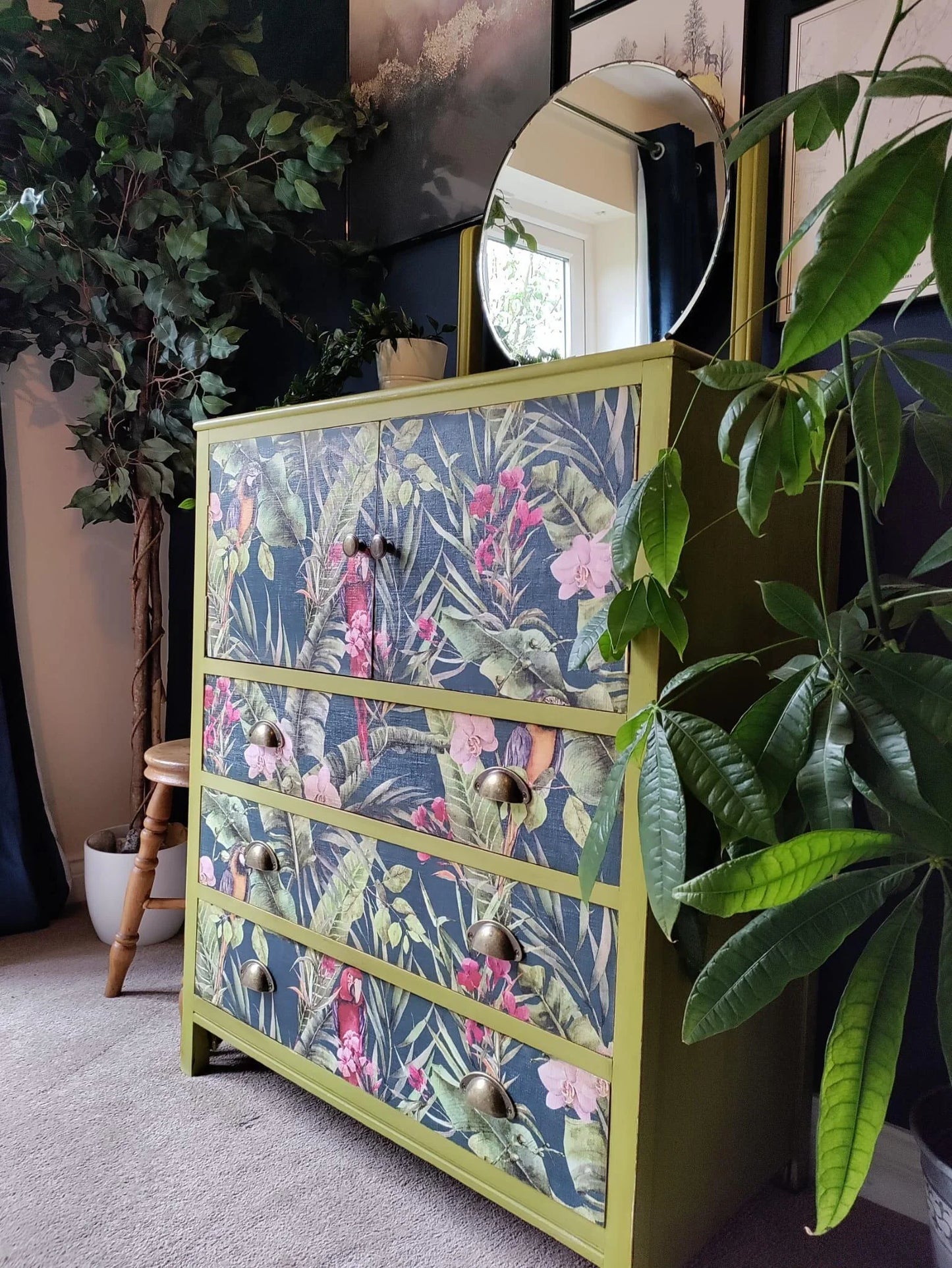 Parrot Decoupaged Dresser