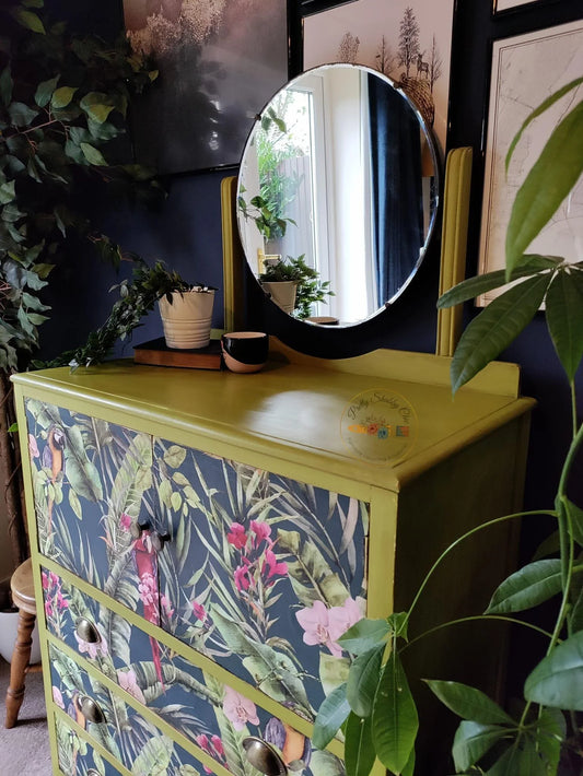 Parrot Decoupaged Dresser