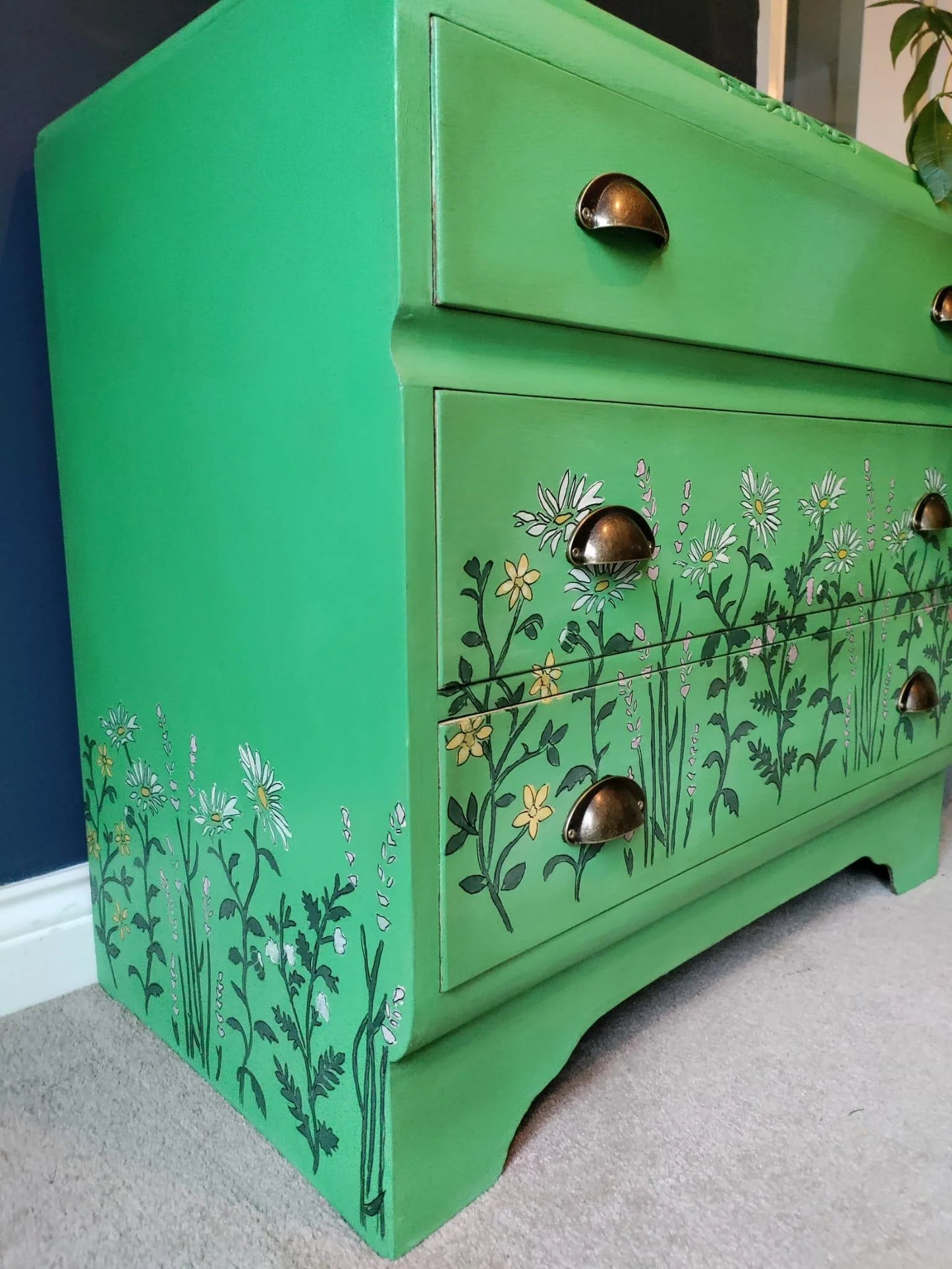 Vintage Green Floral Drawers