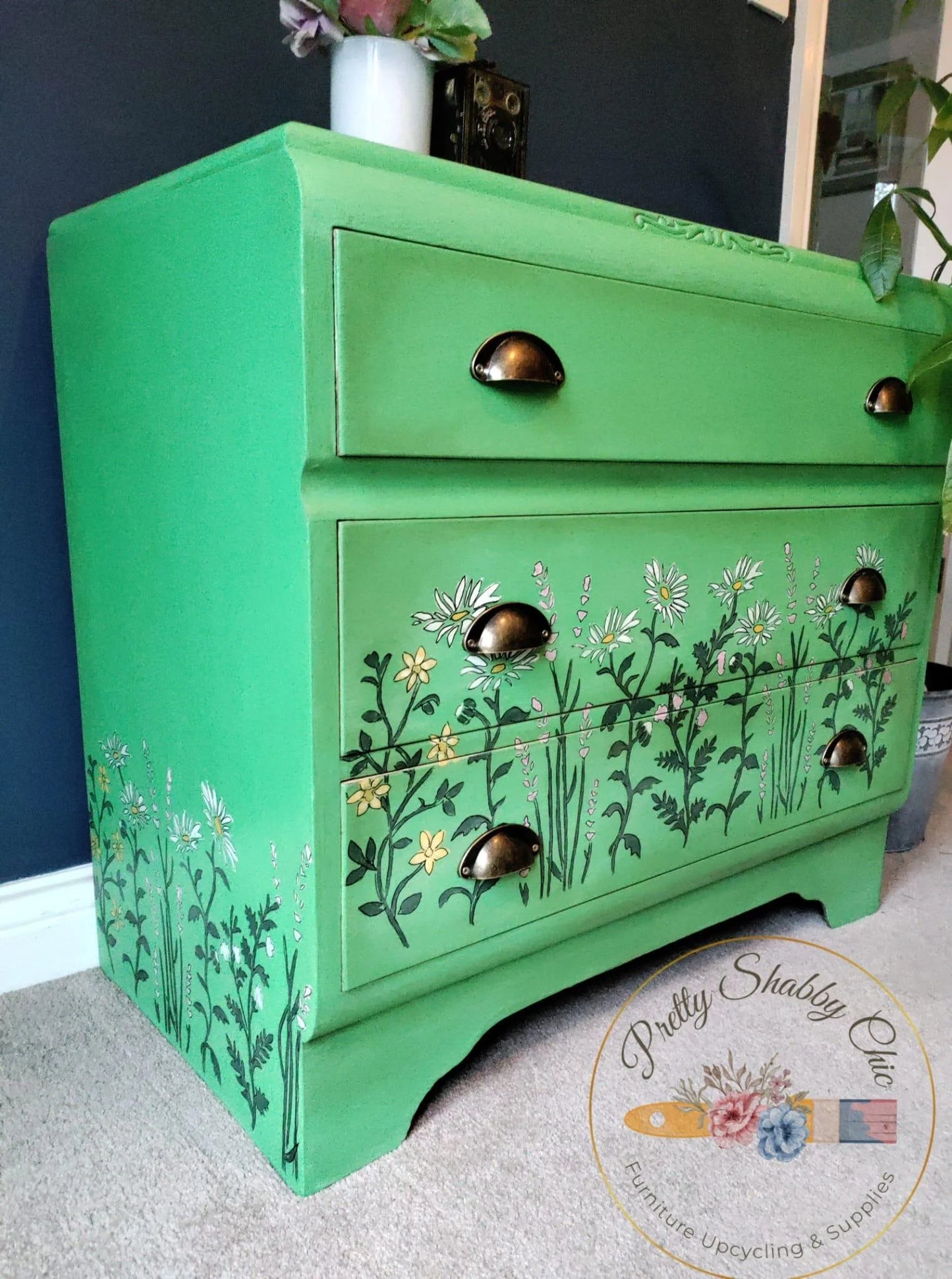 Vintage Green Floral Drawers