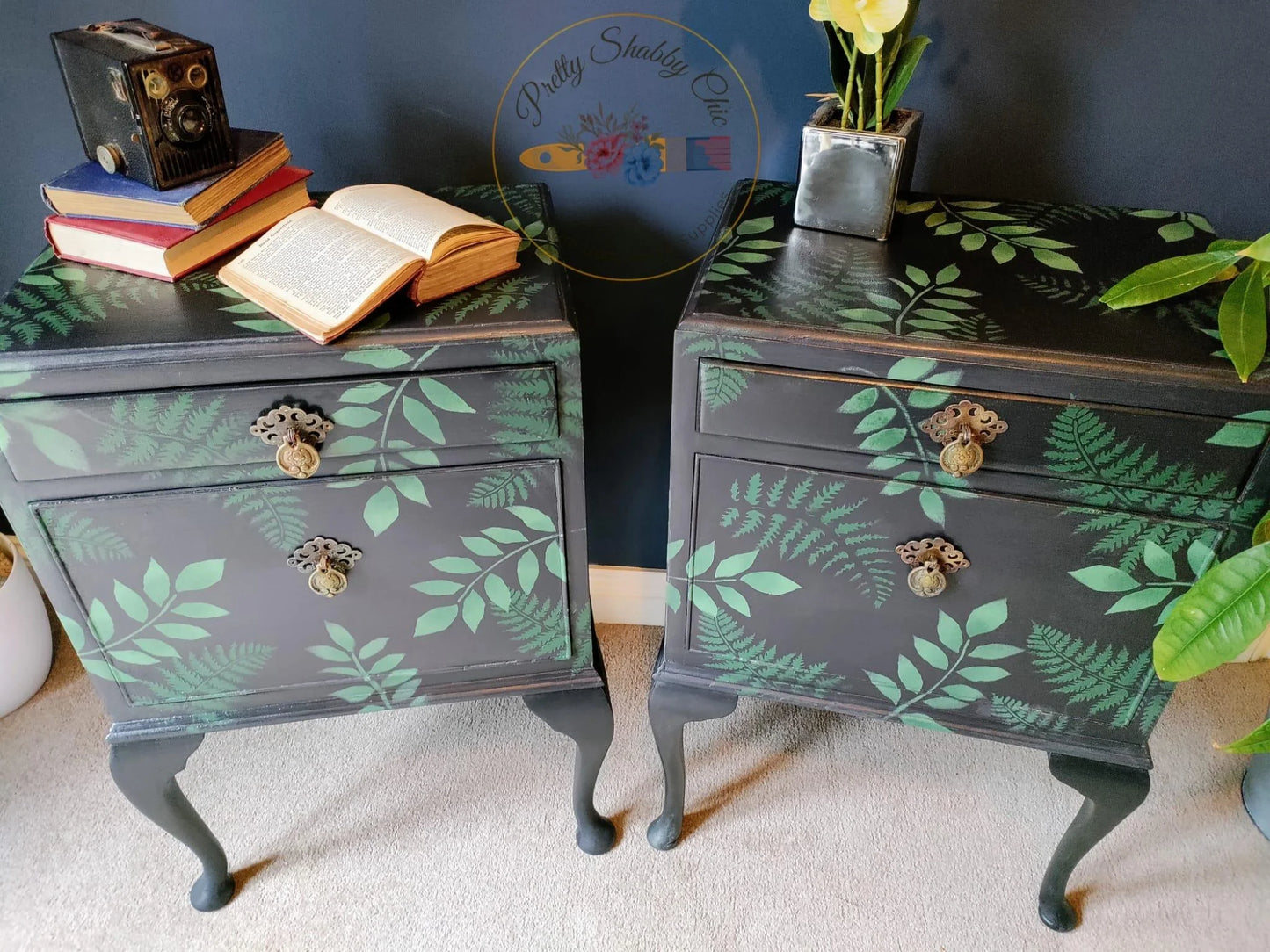 Black Fern Bedside Cabinets