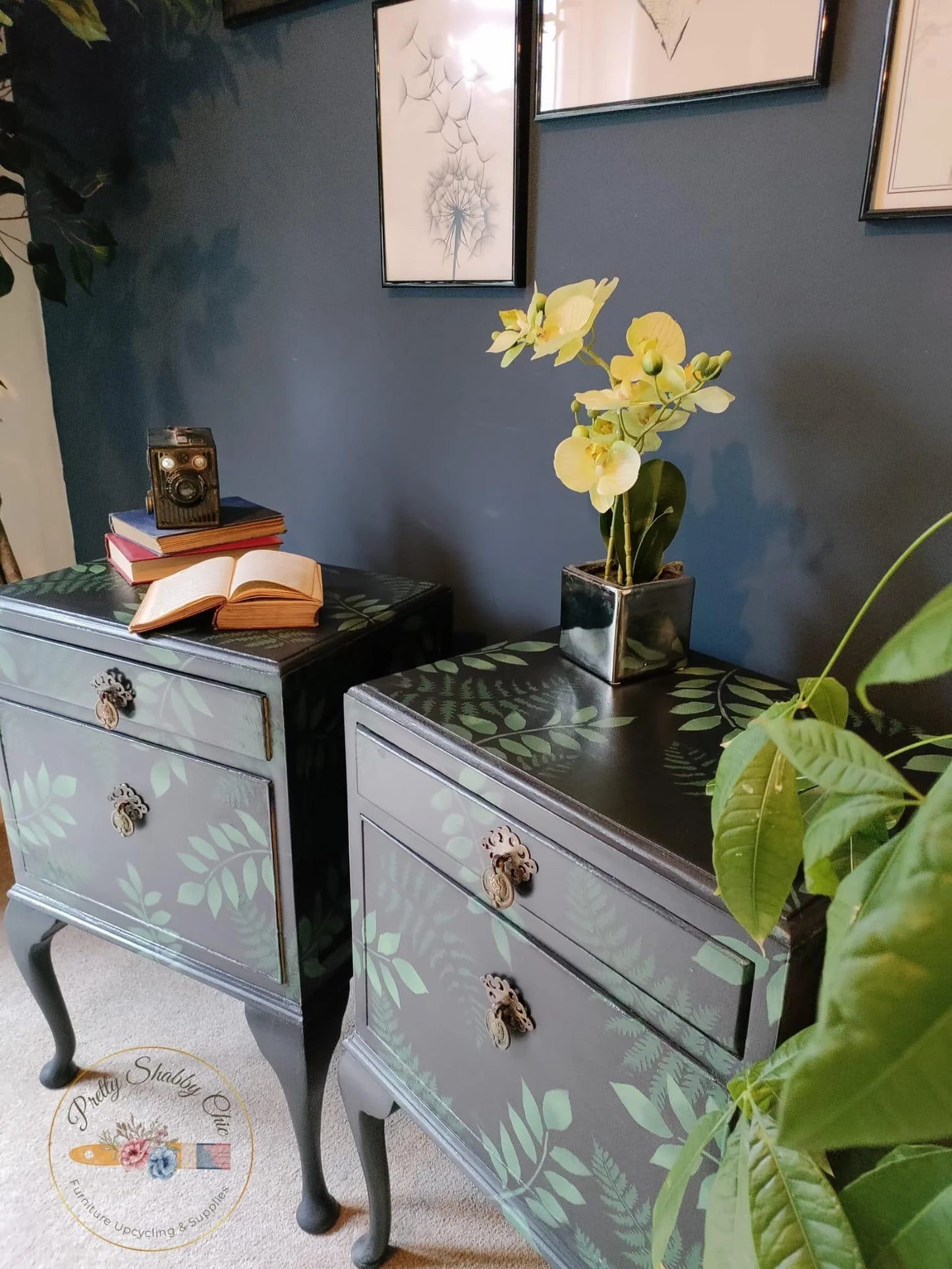 Black Fern Bedside Cabinets