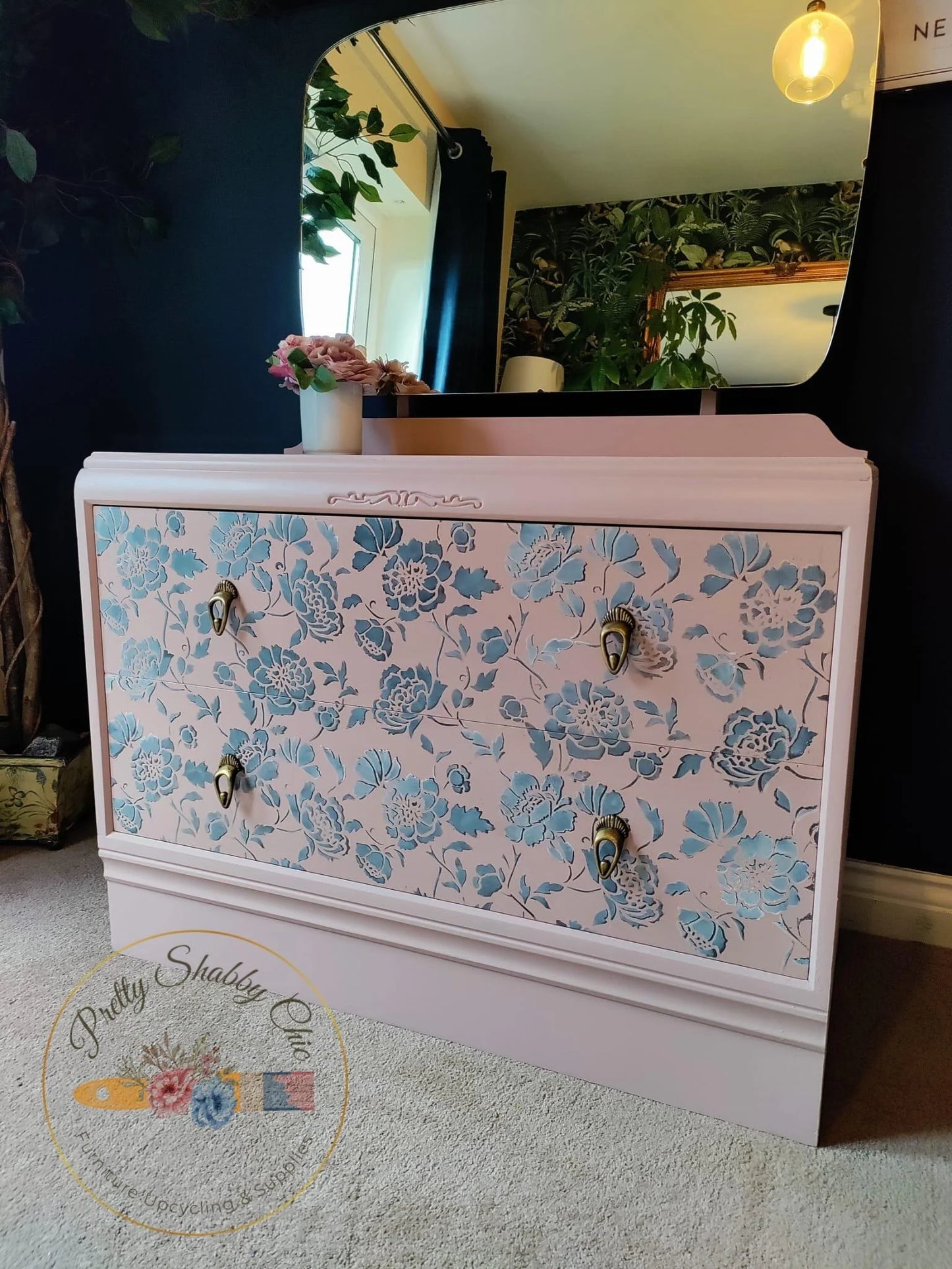 Pink Rose Stencilled Dressing Table